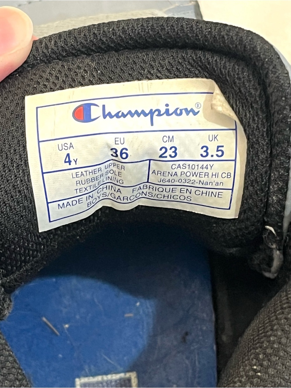 Champion Kids Light Gray & Black High-Top Sneakers with Red Accents Boys Size 4 - Picture 11 of 16